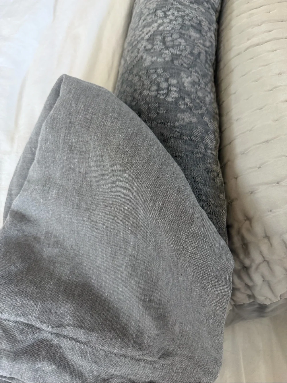 Restoration Hardware Stonewashed Belgian Linen King Lounger Shams(2) Dark Gray